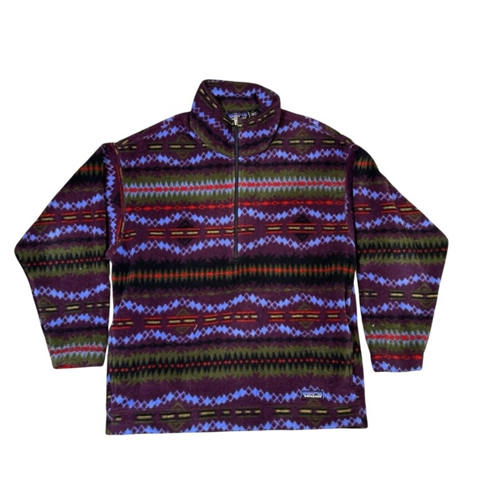 Vintage Patagonia Synchilla Fleece Pullover Quarter Zip Aztec Geometric Mens L
